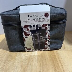 Ben Sherman 4 PC SHOWER SET‎ TRAVEL STORAGE BAG BRAND-NEW sealed